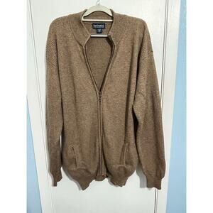 Paul Frederick Merino Wool Sweater XL Brown Full Zip Academia Preppy